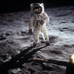 On July 21, 1969, Buzz Aldrin walked on the surface of the moon. Astronaut Neil Armstrong captured this photo of Aldrin.