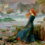 Miranda watching the shipwreck in The Tempest. Painted by John William Waterhouse in 1916. Tempest