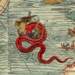 Olaus Magnus's Carta Marina showed an enormous sea serpent destroying a ship. Magnus serpent