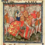 A medieval miniature shows William the Conqueror as a mounted knight ready to fight for his throne.