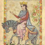 A medieval depiction of Eleanor of Aquitaine, Queen of France and Queen of England.
