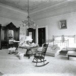 In this c. 1899 photograph, the light fixture has been converted from gas-powered to electric. The White House requires regular upgrades to keep it modern.