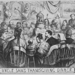 In 1869, Harper's Weekly published an image of "Uncle Sam's Thanksgiving Dinner" that proclaimed "Free and Equal," and "Come one, Come All" with images of Americans of all races and backgrounds.