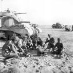 A British tank crew takes a tea break in Libya, June 1942.