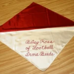 The first penalty flag, sewn by Irma Beede, was made out of a Halloween costume
and bed sheets. Youngstown State University Sports Information Department