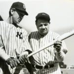 Athletes sometimes play themselves in films – as in this
photograph of Gary Cooper and Babe Ruth during the filming of
The Pride of the Yankees. Samuel Goldwyn Company