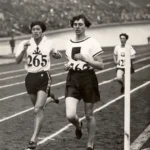 Lina Radke won gold in the 800 meter race at the 1928 Amsterdam Olympics, with
Kinue Hitomi taking silver. After the race, officials canceled the event, worried that
the distance was too long for women. Wikimedia Commons