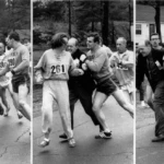 Race officials tried to physically remove Kathrine Switzer from the 1967 Boston
Marathon after accidentally letting her register for the race. Boston Herald